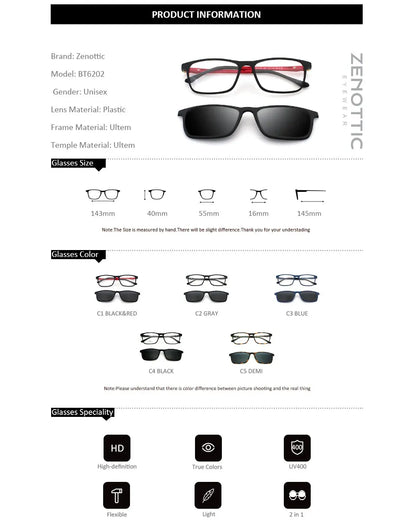 Optical Prescription Sunglasses Men Polarized UV400 Progressive Sun Glasses Myopia Hyperopia Eyeglasses Male TR90 Frame