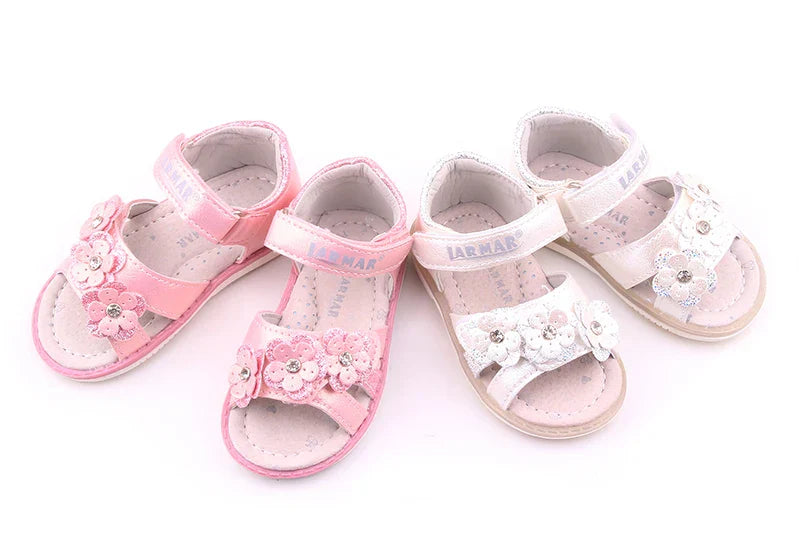 2023 Summer Kids Sandals for Girls Baby Sandals Soft Leather Flowers Princess Girls Shoes Children Beach Sandals Toddler Shoes