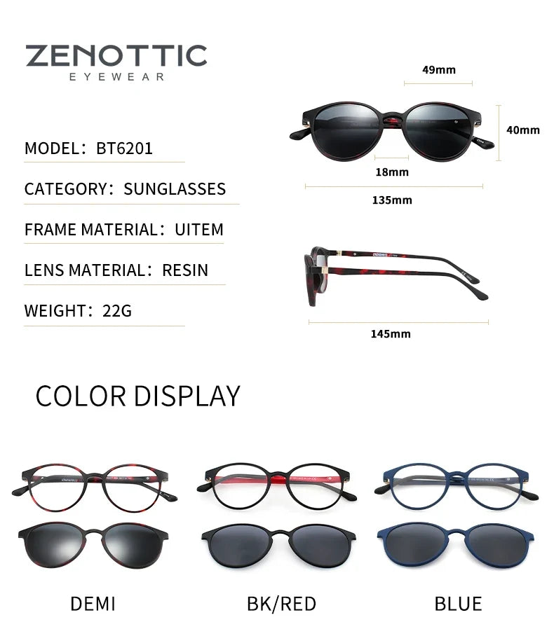 Magnetic Clip On Sunglasses Polarized Sunglasses Myopia Glasses Frame 2 in 1 Fashion Optical Shade Prescription Eyewear
