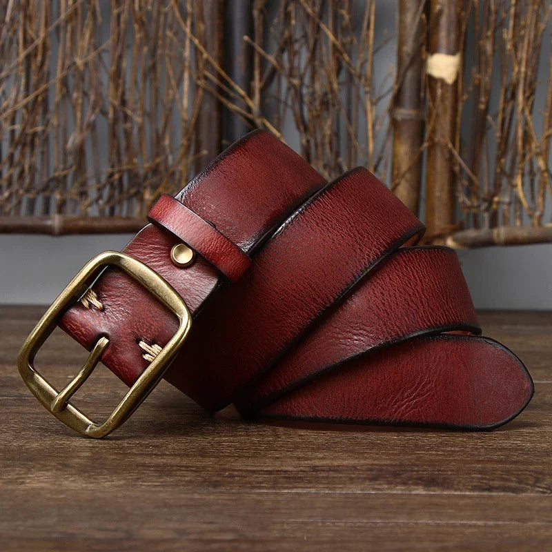 3.8CM Thick Cowhide Copper Buckle Genuine Leather Casual Jeans Belt Men High Quality Retro Luxury Male Strap Cintos