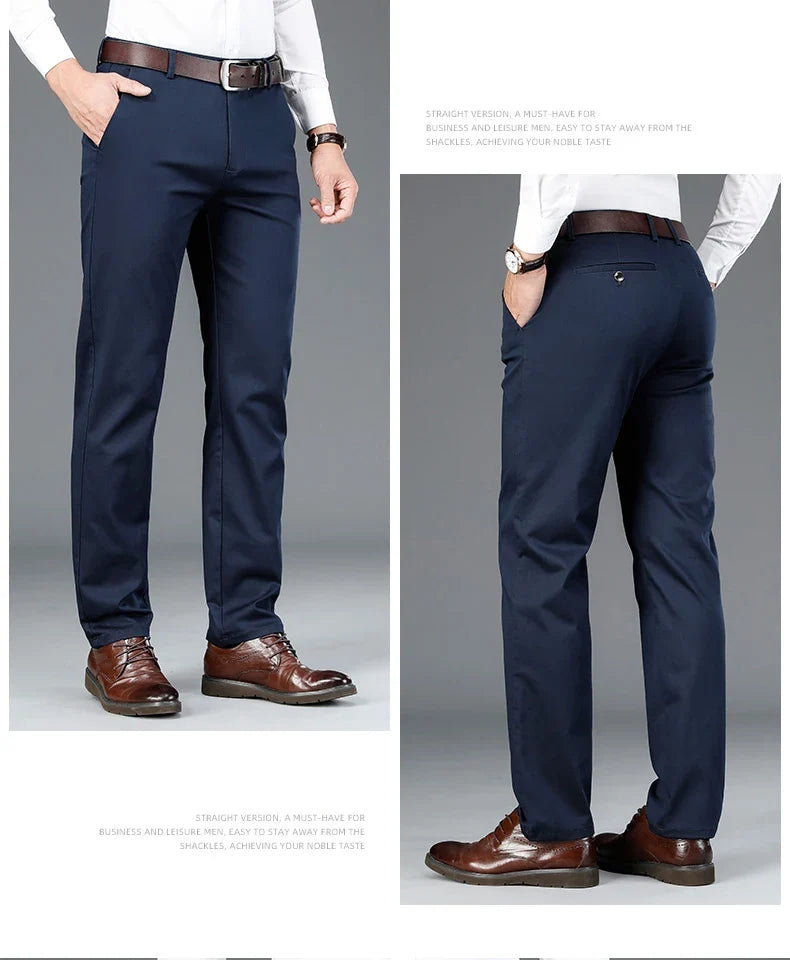 2023 Spring New Men's Bamboo Fiber Casual Pants Classic Style Business Fashion Khaki Stretch Cotton Trousers Male Brand Clothes