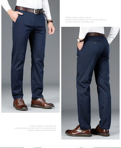 2023 Spring New Men's Bamboo Fiber Casual Pants Classic Style Business Fashion Khaki Stretch Cotton Trousers Male Brand Clothes