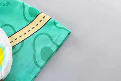 New Toddler Boys Fashion Casual Clothes Outfits 0-5years Baby Girls Print T-shirt with Cartoon Bag+Denim Shorts Summer Clothing