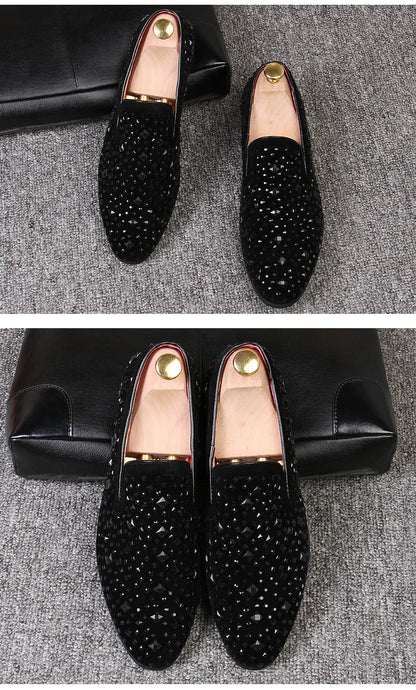 Formal Shoes Men Rhinestone Mens Dress Shoes Sepatu Slip On Pria Loafers Men Wedding Shoes Moda Italiana De Hombre Bona Zapatos