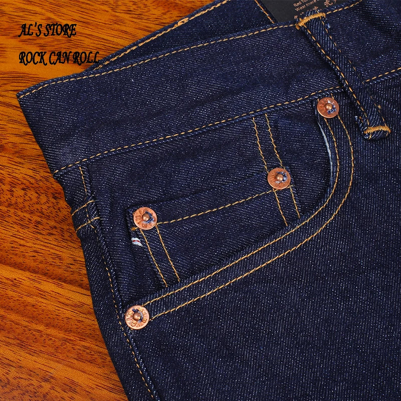 Washed Slim Fitting Pants Sanforized Raw Denim Jeans 12oz
