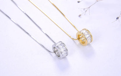 Trendy Simple Necklace 925 Sterling Silver Women Necklaces With 3 Big Circle AAAA Zircon Jewelry Wedding Gift OSN175