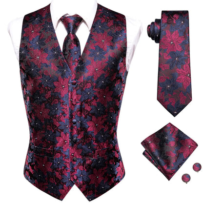Luxury Silk Mens Vests Rose Gold Pink Striped Waistcoat Necktie Bowtie Hanky Cufflinks Set Waist Jacket For Men Wedding