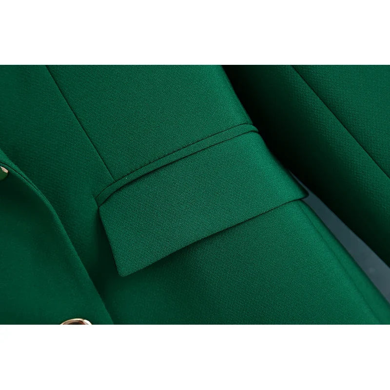 2023 Fashion Vintage Stylish Green Oversized Long Women Blazer Office Lady Pocket Fashion Autumn Jacket Female Bussiness