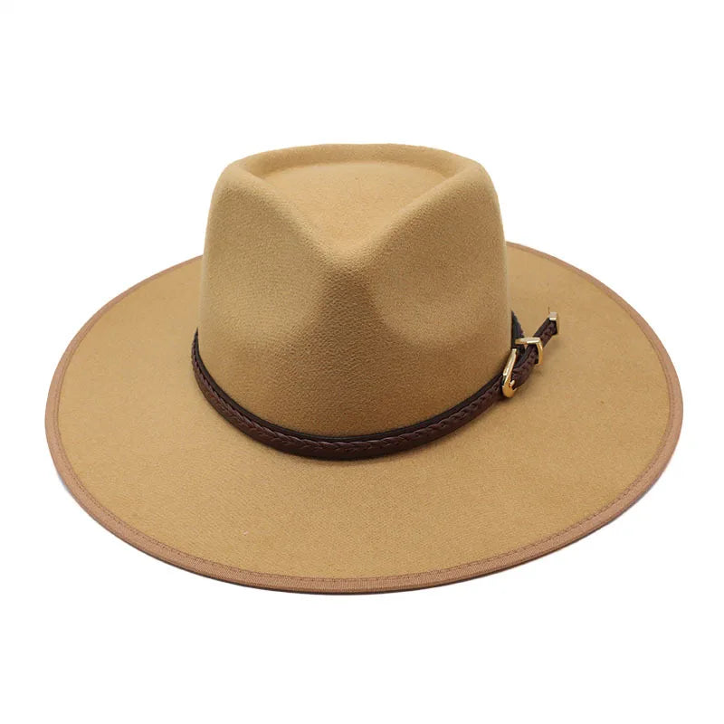 2024 Fashion Women Winter Wool Fedora Hat Men Simple Wide Brim Vintage Felt Jazz Hats New Top Trilby Cap