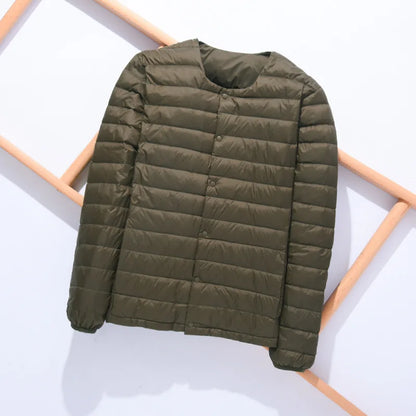 Matt Fabric Ultra Light Down Jacket Men V-neck Men's Down Jacket Slim Windproof Portable Lightweight Coat Warm Liner