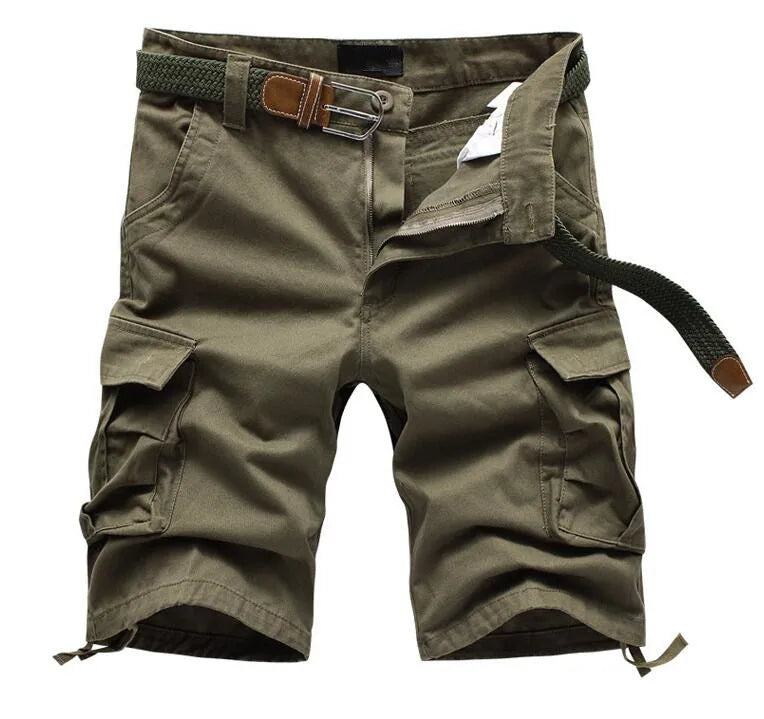 2025 Summer Men's Baggy Multi Pocket Military Cargo Shorts Male Cotton Khaki Mens Tactical Shorts Short Pants 29-44 No Belt