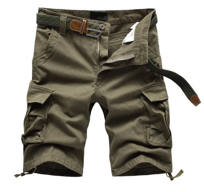 2025 Summer Men's Baggy Multi Pocket Military Cargo Shorts Male Cotton Khaki Mens Tactical Shorts Short Pants 29-44 No Belt