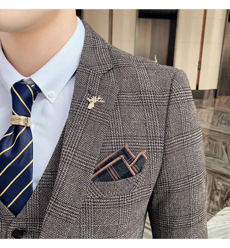 25 Colors 1 Pcs Blazer No Pants S-7XL New Wedding Dress Formal Business Slim Mens Suit Jacket Plaid Striped Solid Color