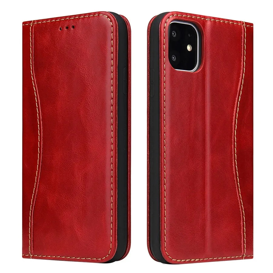 100% Genuine Leather Flip Cover Case for iPhone 17 14 15 Plus 11 12 13 16 Pro MaxTop Quality Fashion Brand With Card Slot