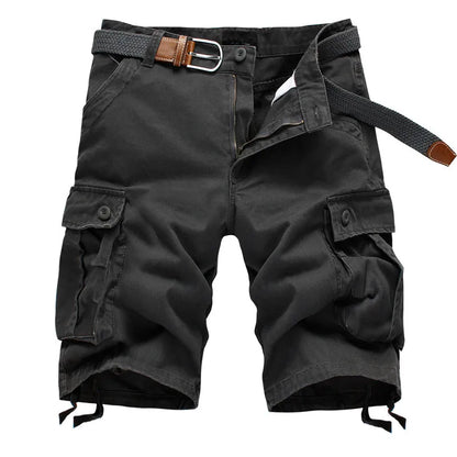 2025 Summer Men's Baggy Multi Pocket Military Cargo Shorts Male Cotton Khaki Mens Tactical Shorts Short Pants 29-44 No Belt
