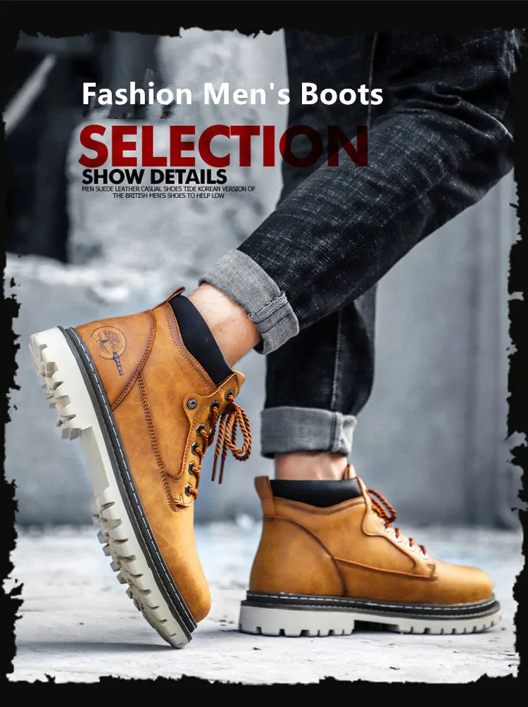 Brand Men Super Warm Snow Boots Winter Men's Ankle Boots Waterproof Short Boots Outdoor Sneakers Autumn Men's Motorcycle Boots
