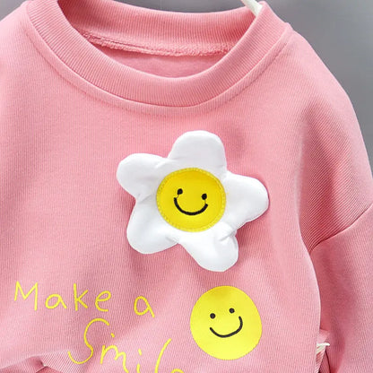 New Spring Toddler Clothing Cotton Suit Children Girls Girls Cartoon T-shirt Sports Pants 2Pcs/set Kids Clothes Baby Tracksuits
