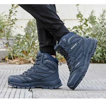 2022 New Designers Brand Action Leather Winter Shoes Men High Top Plush Non-Slip Snow Boots Man Warm Ankle Boots Mansculino