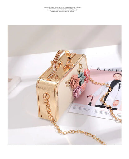 Evening Bags Women Clutch Bag High-end Leather Evening Wedding Bridal Handbag Pearl Flower Fashion Chain Party Packs