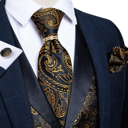 Men's Vest Blue Floral Suit Vest V Neck Tie Set For Wedding Party Brand Formal Dress Waistcoat Man Casual Sleeveless Jacket