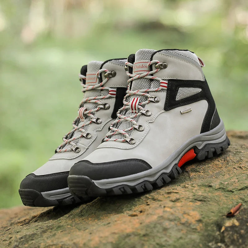Brand Men's Ankle Boots Waterproof Leather Sneakers Breathable Outdoor Men Hiking Boots No-slip Men's Work Shoes Size 39-47