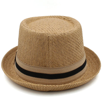 Men Women Classical Straw Pork Pie Hats Fedora Sunhats Trilby Caps Summer Boater Street Outdoor Travel Party Size US 7 1/4 UK L