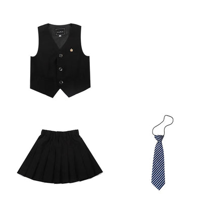 Boys Girls Summer Vest Shorts Clothing Set Baby Children Birthday Ceremonial Wedding Dress Skirt Suit Gentleman Kids Costumes