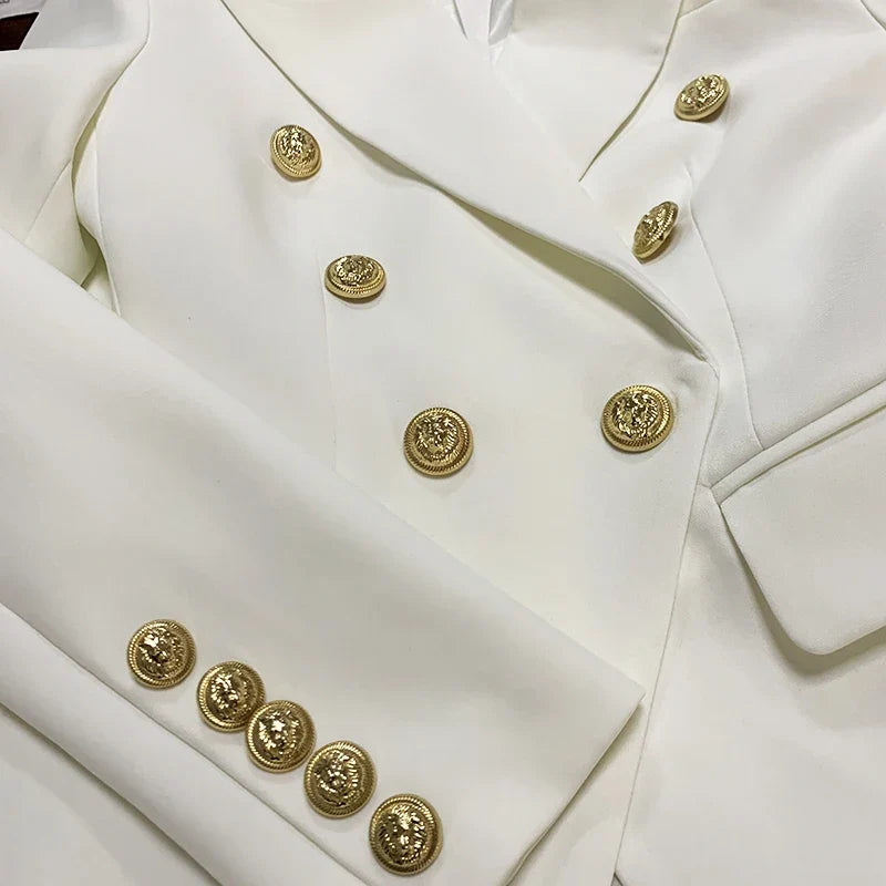 TOP QUALITY New Fashion 2026 Designer Jacket Women's Classic Double Breasted Metal Lion Buttons Blazer Outer Size S-5XL