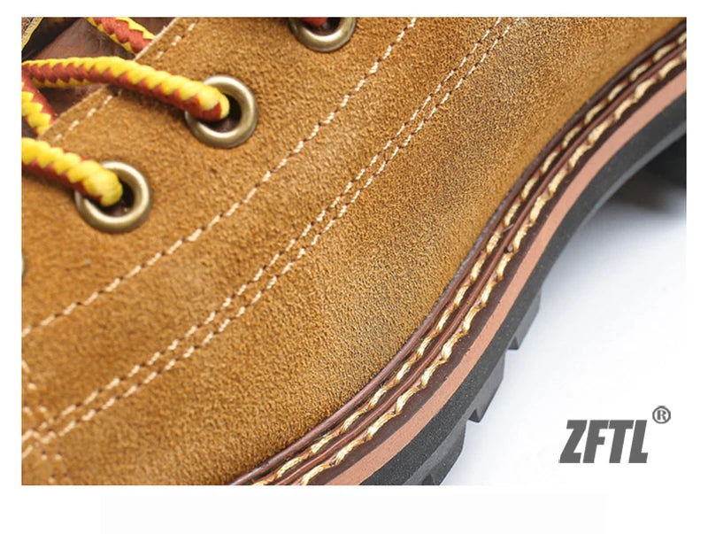 ZFTL Men's Boots Man Ankle Boots Casual Lace up Boots Male Handmade Sewing tooling boots Cow Leather Desert boots Men's 2025