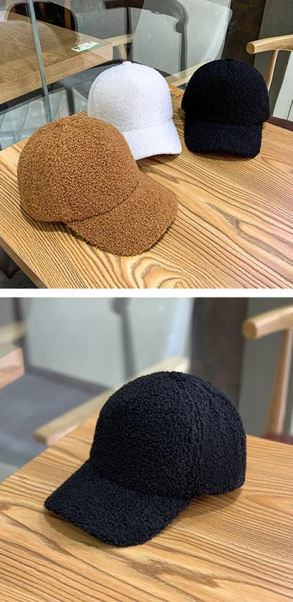 Winter Caps for Women Men Wool Baseball Cap Thicken Warm Pure Color Casquette Hat Men Women Hats Wholesale