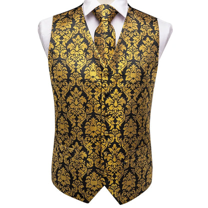 Navy Blue Mens Vest Formal Paisley Waistcoat Jacket Tie Handkerchief Cufflinks Set For Male Dress Suit Wedding Party