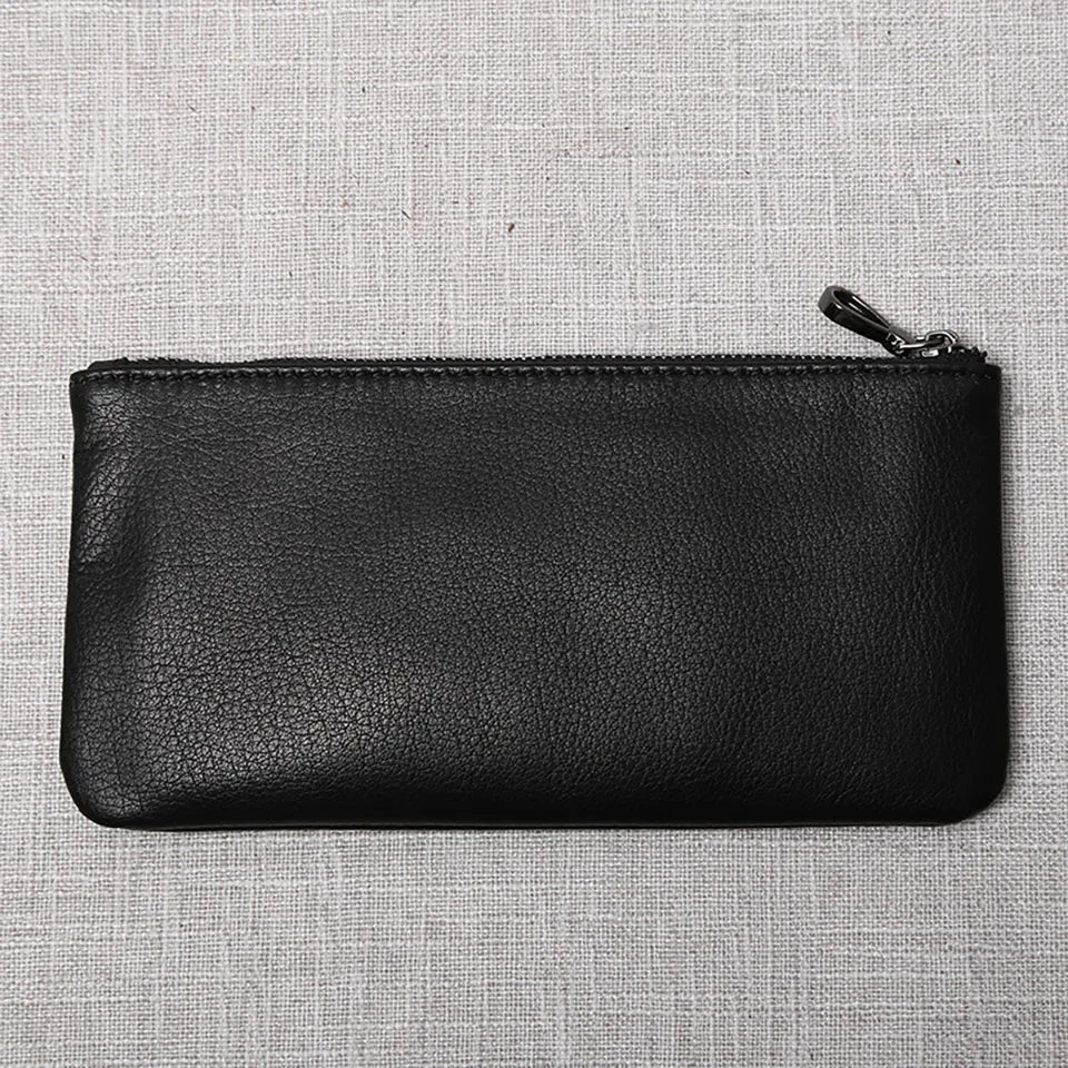 Men's Genuine Leather Long Zipper Wallet First Layer Cowhide Youth Ultra-Thin Handbag Wallet Trendy Brand Simple Wallet