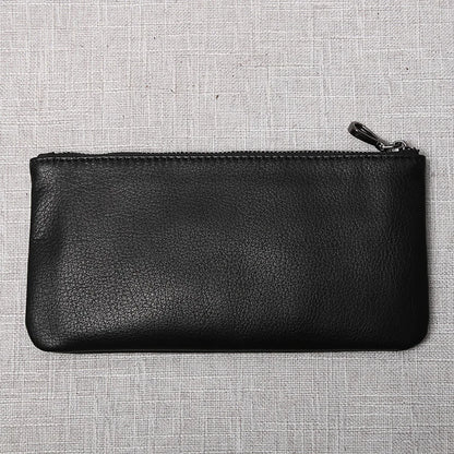 Men's Genuine Leather Long Zipper Wallet First Layer Cowhide Youth Ultra-Thin Handbag Wallet Trendy Brand Simple Wallet