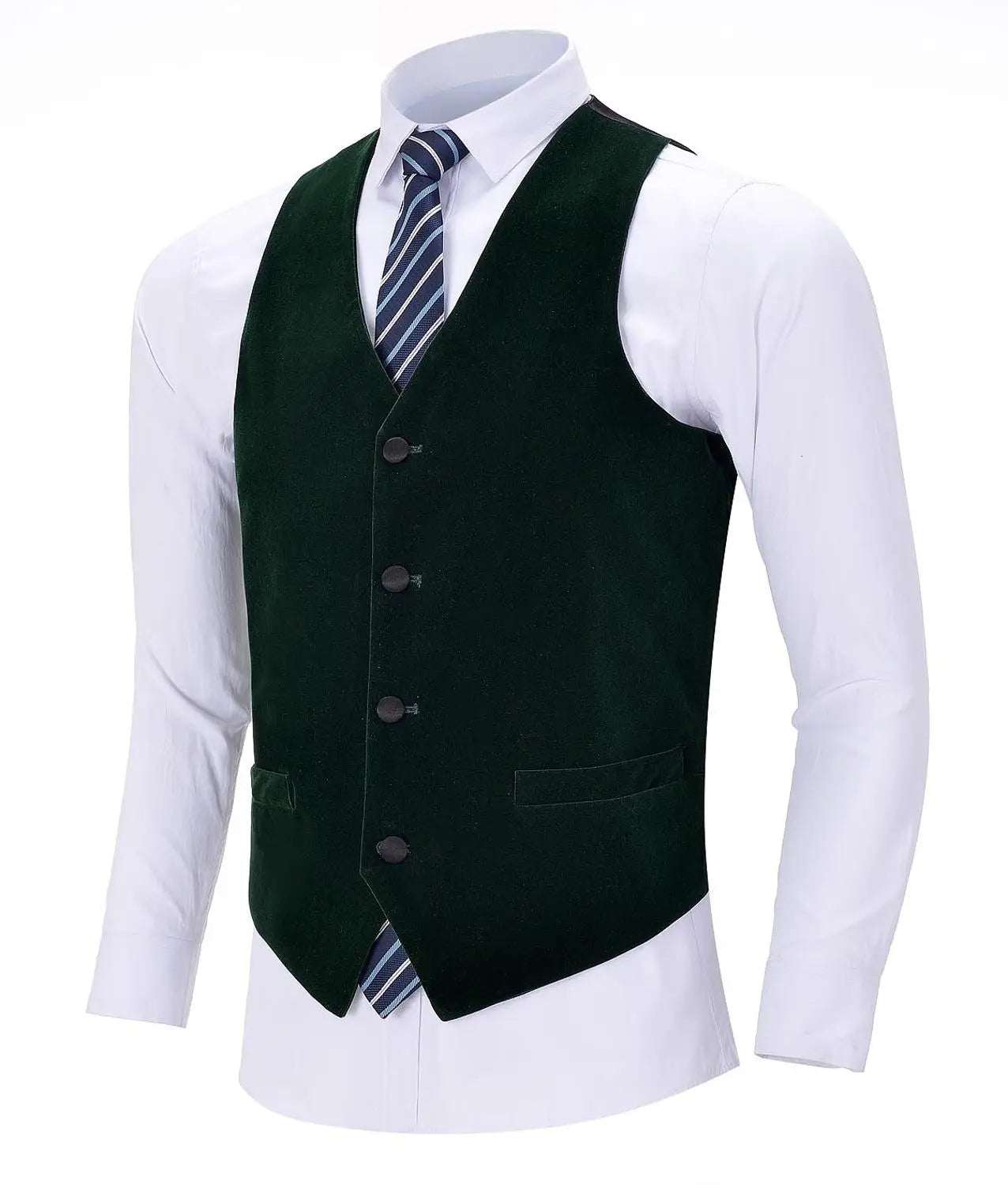 Men's Business Army Green Vest Velvet Wool Single-breasted Cotton Suit Vest Waistcoat For Wedding Formal Vest Groomsmen