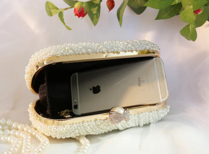 Pearl Clutch Bags Women Purse Ladies white Hand Bags Evening Bags for Party Wedding black Shoulder Bag Bolsa Feminina