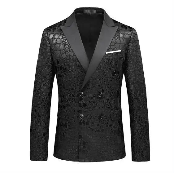 2026 New Men's White Rose Pattern Suit Jacket, Wedding Party Dress Coat, High Quality Men Slim Blazers Masculino Big Size M-6XL