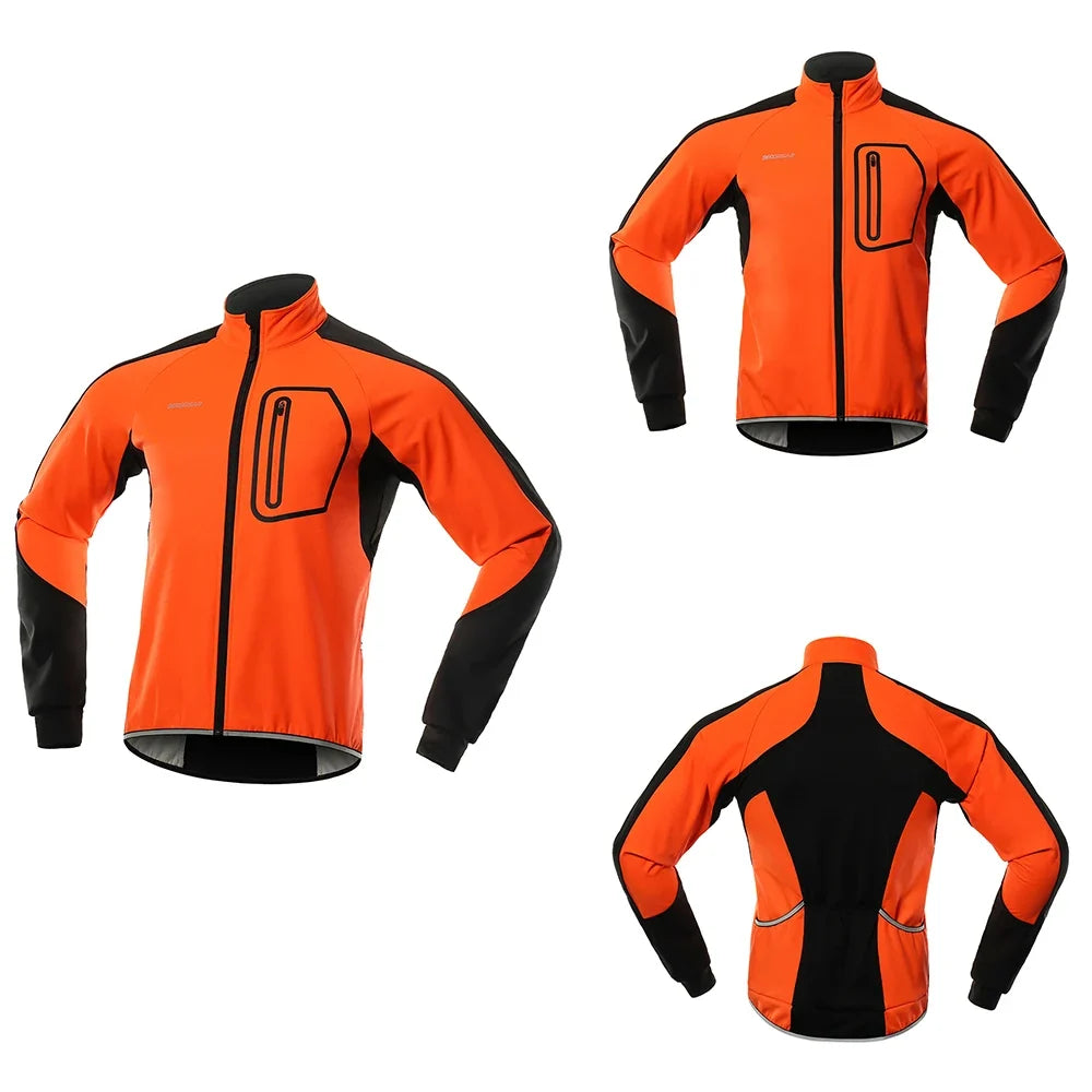 BERGRISAR Men's Cycling Jacket Winter Thermal Jacket Softshell Windbreak Waterproof Bike Coat Bicycle Raincoat BG011