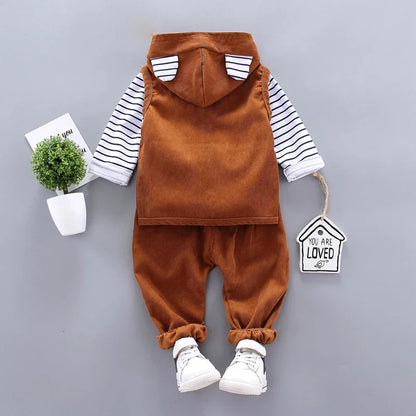 New Spring Autumn Baby Boys Clothes Children Casual Hooded Vest T-Shirt Pants 3Pcs/Sets Toddler Sports Costume Kids Tracksuits