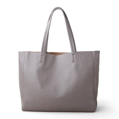 2023 New Women Deluxe Cowhide Genuine Leather Totes Handbag Lady Simple Soft Satchels Bag High Capacity Waterproof Shopping Bags