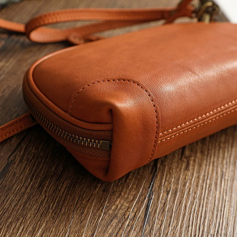 Simple Genuine Leather Women Small Bag Leisure Natural Soft Cowhide Solid Color Versatile Shoulder & Crossbody Bags