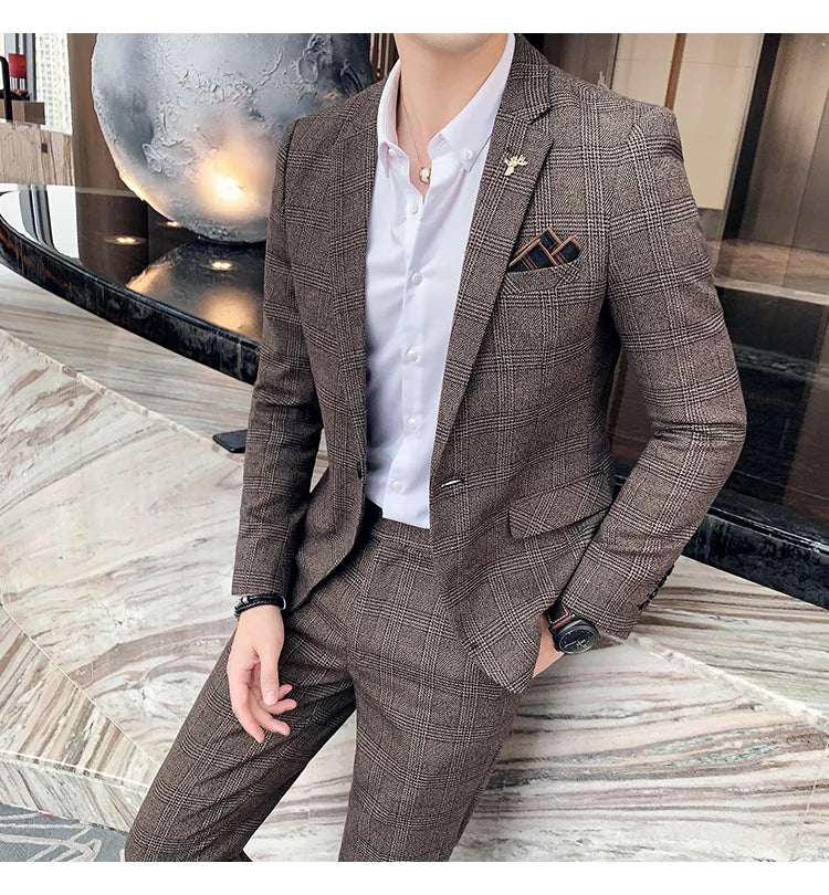 25 Colors 1 Pcs Blazer No Pants S-7XL New Wedding Dress Formal Business Slim Mens Suit Jacket Plaid Striped Solid Color