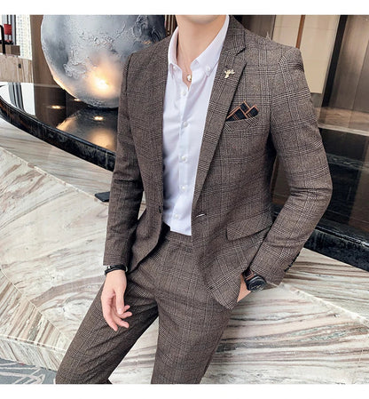 25 Colors 1 Pcs Blazer No Pants S-7XL New Wedding Dress Formal Business Slim Mens Suit Jacket Plaid Striped Solid Color