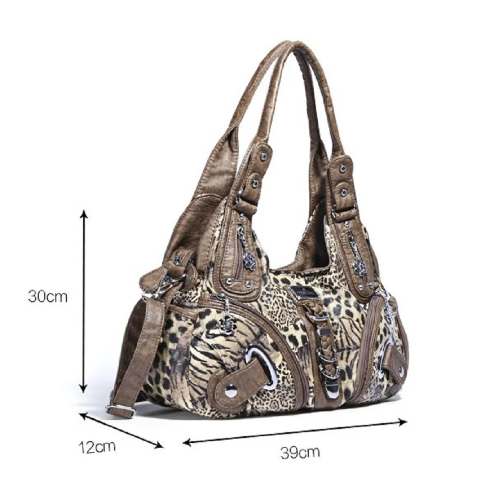 Women Handbags Large Women's Shoulder Bag Leopard Print Top-Handle Fashion Satchel Dumpling Shoulder Tote Hobos Bag