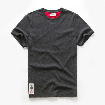 New Men Cotton Solid T-Shirt Mens Short Sleeve T-shirt Multi Pure Color Fancy Yarns T Shirt Color Wine White Blue