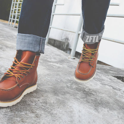 Men's Ankle Boots American retro tooling boots Casual Crazy Horse Leather Men's Boots Vintage Man Lace up Boots 2025