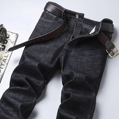 2024 New Jeans Brand Autumn Winter Jeans Warm Flocking Warm Soft Men Activities Warm Fleece Men Jeans Black Blue  Colors