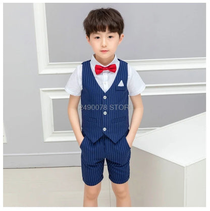 Boys Vest Suit for Wedding Kids 2PCS Vest+Shorts Gentleman Party Dress Boys Formal Suit Children's Day Graduation Tuxedo Costume