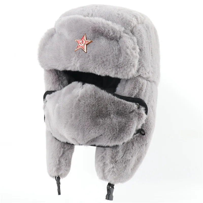 Army Military Soviet CCCP Ushanka Men&Women Winter Earflap Bomber Hat Warm Faux Fur Windproof Thermal hat Snow ski Caps