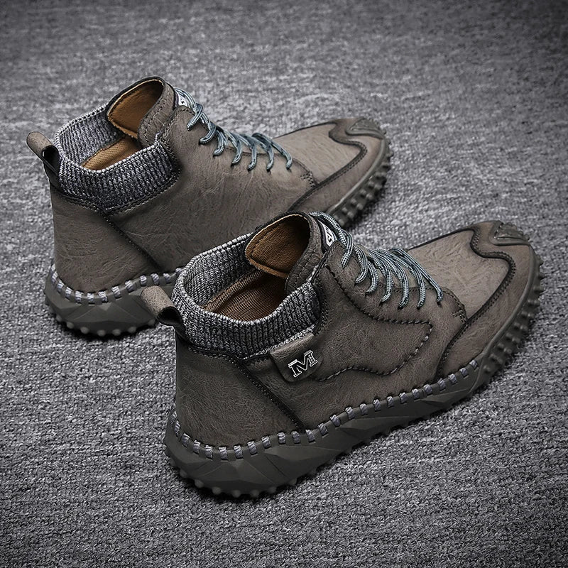 Winter Warm Men's Casual Shoes Fashion Men's Leather Boots Comfortable Men's Ankle Boots Outdoor High Quality Hiking Boots Men
