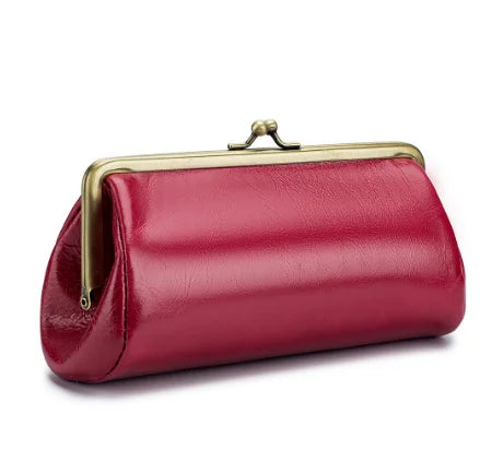 Leather Clip Bag Lady's Bag Dinner Wallet Vintage Design Leather Bag Women's Leather Bag Luxury Bag Woman Handbag Purse